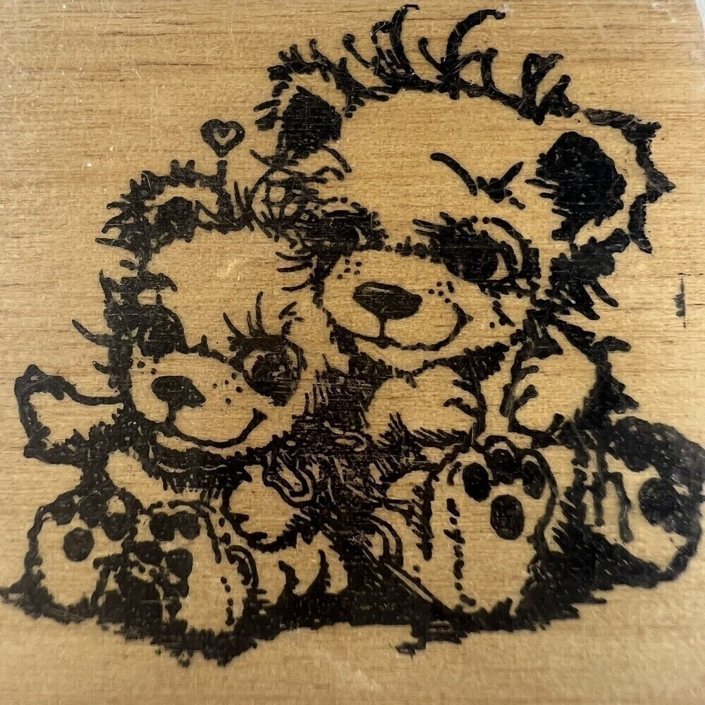 1982 Vintage Stamp  JODY BERGSMA Rubber Stamp Mamma And Baby Bear New Old Stock